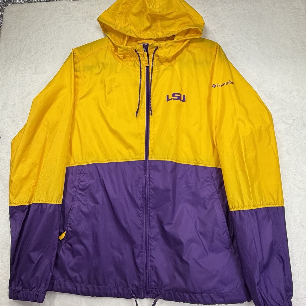 LSU Tigers Columbia NCAA Men's Collegiate Windbreaker Medium Yellow Purple Light